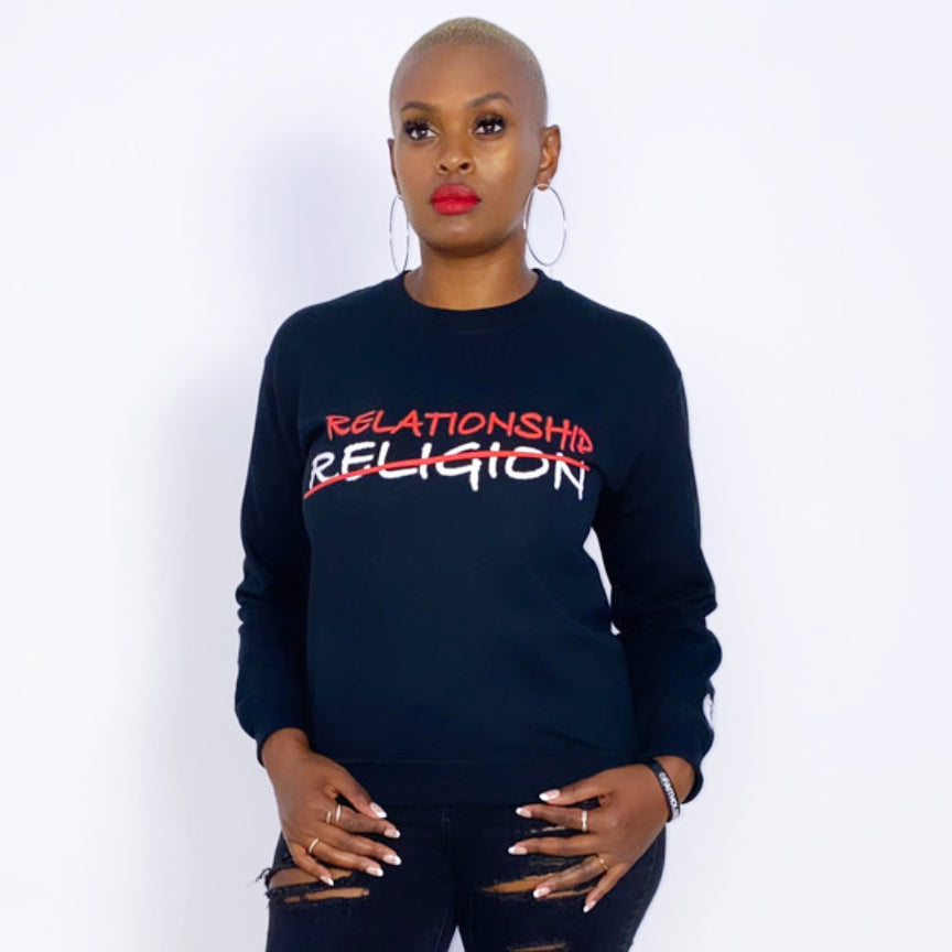 It's a Relationship Not Religion - Black Sweater